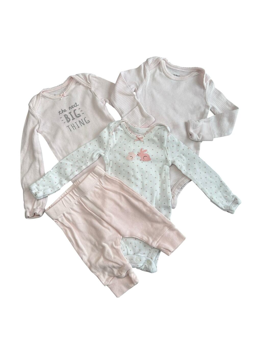 Carters Bodysuit Bundle Baby Girl Bunny Pink White Newborn